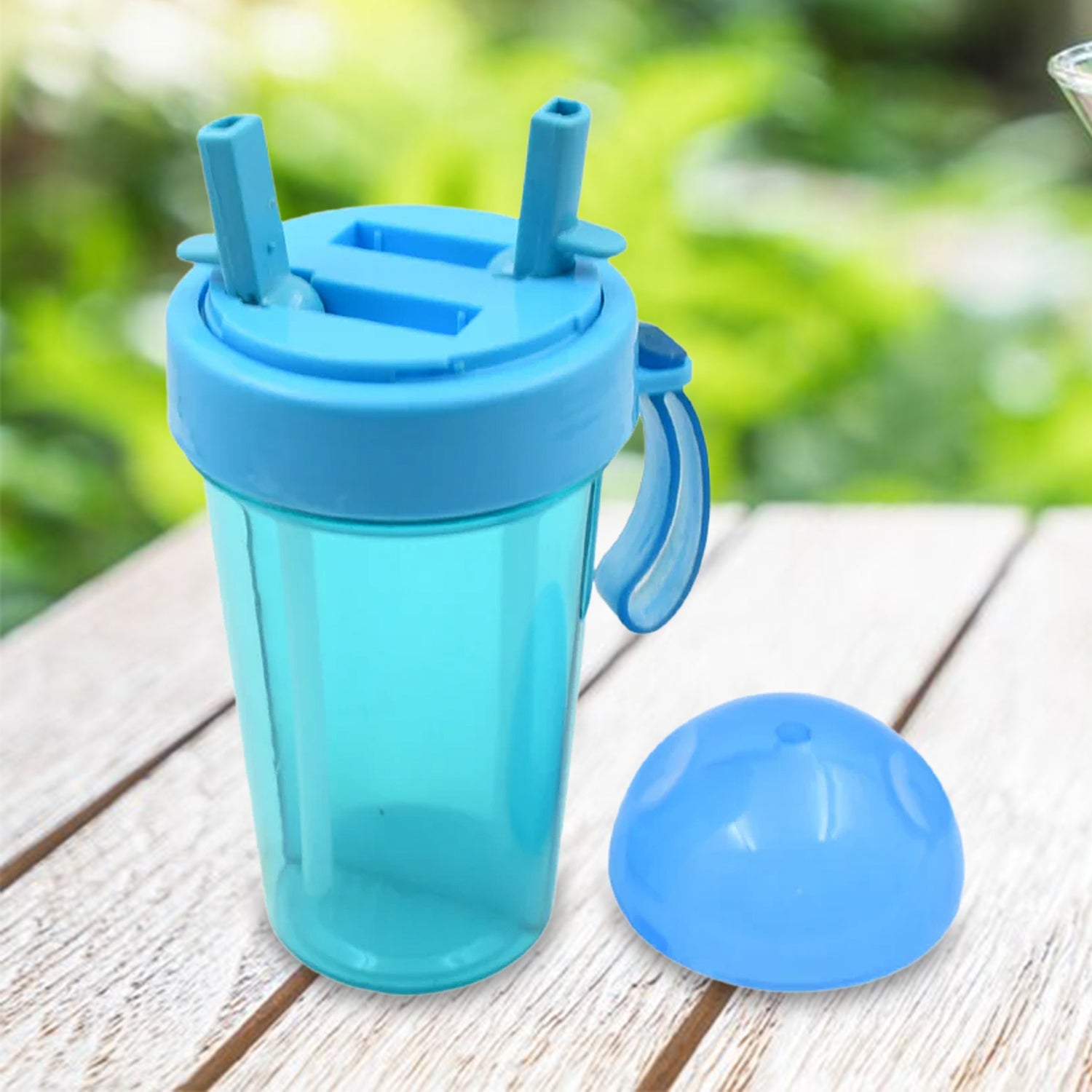 2 Drinks in 1 Cup Water Bottle, Stable Sturdy Dual Use Bottle 2 Straws for Shopping Travel for Outdoor Activities (1 Pc) 2 Drinks in 1 Cup Water Bottle, Stable Sturdy Dual Use Bottle 2 Straws for Shopping Travel for Outdoor Activities (1 Pc)